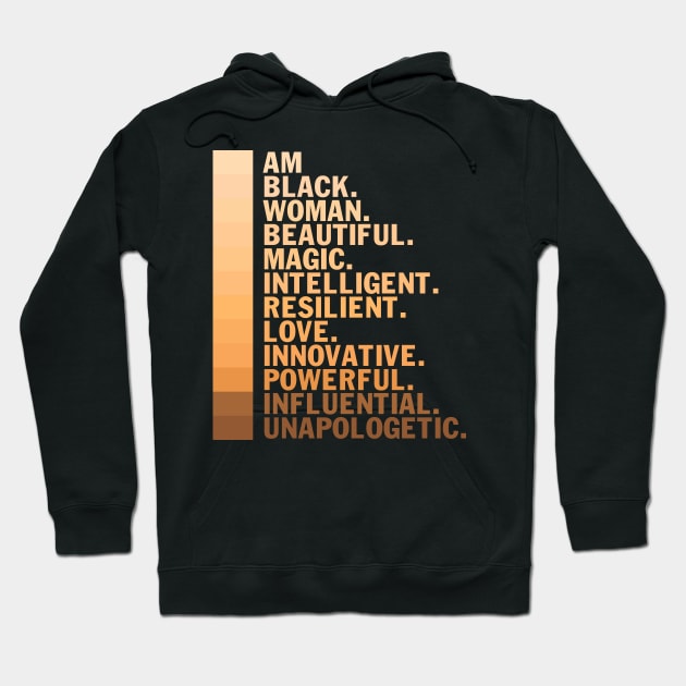 I am a black woman, beautiful and unapologetic, Black Girl Magic Hoodie by UrbanLifeApparel